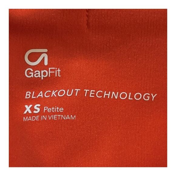 GapFit Size X-Small Petite Blackout Orange Leggings Athleisure Workout Yoga - Picture 2 of 13